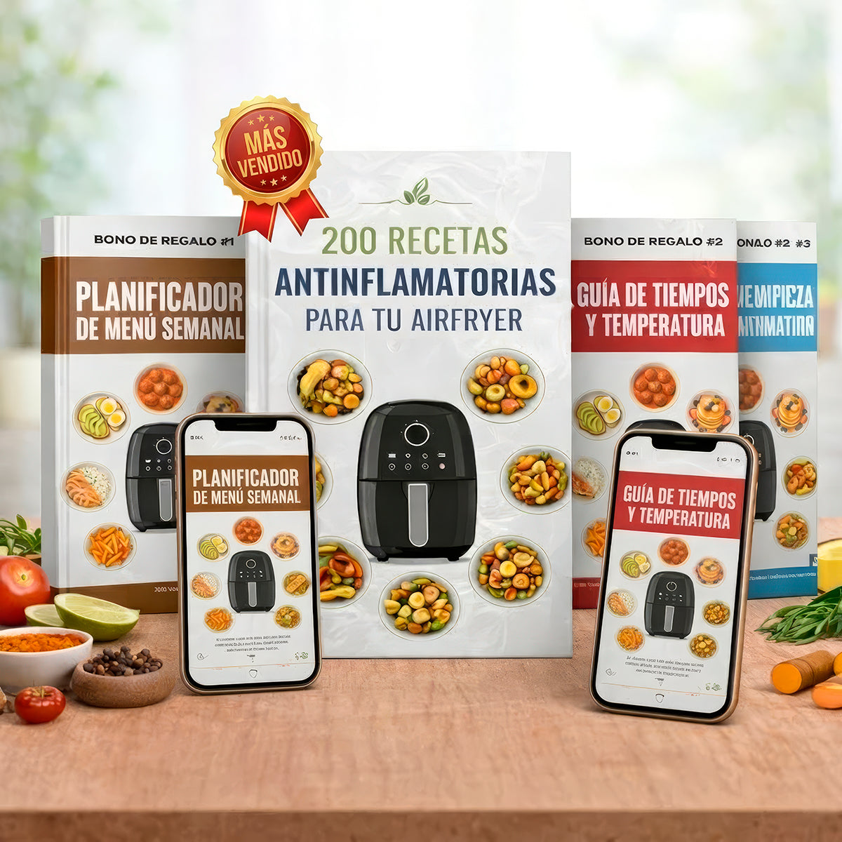 200 Recetas para tu AirFryer: Rico, Sano y Sin Esfuerzo + 3 Bonos de Regalo